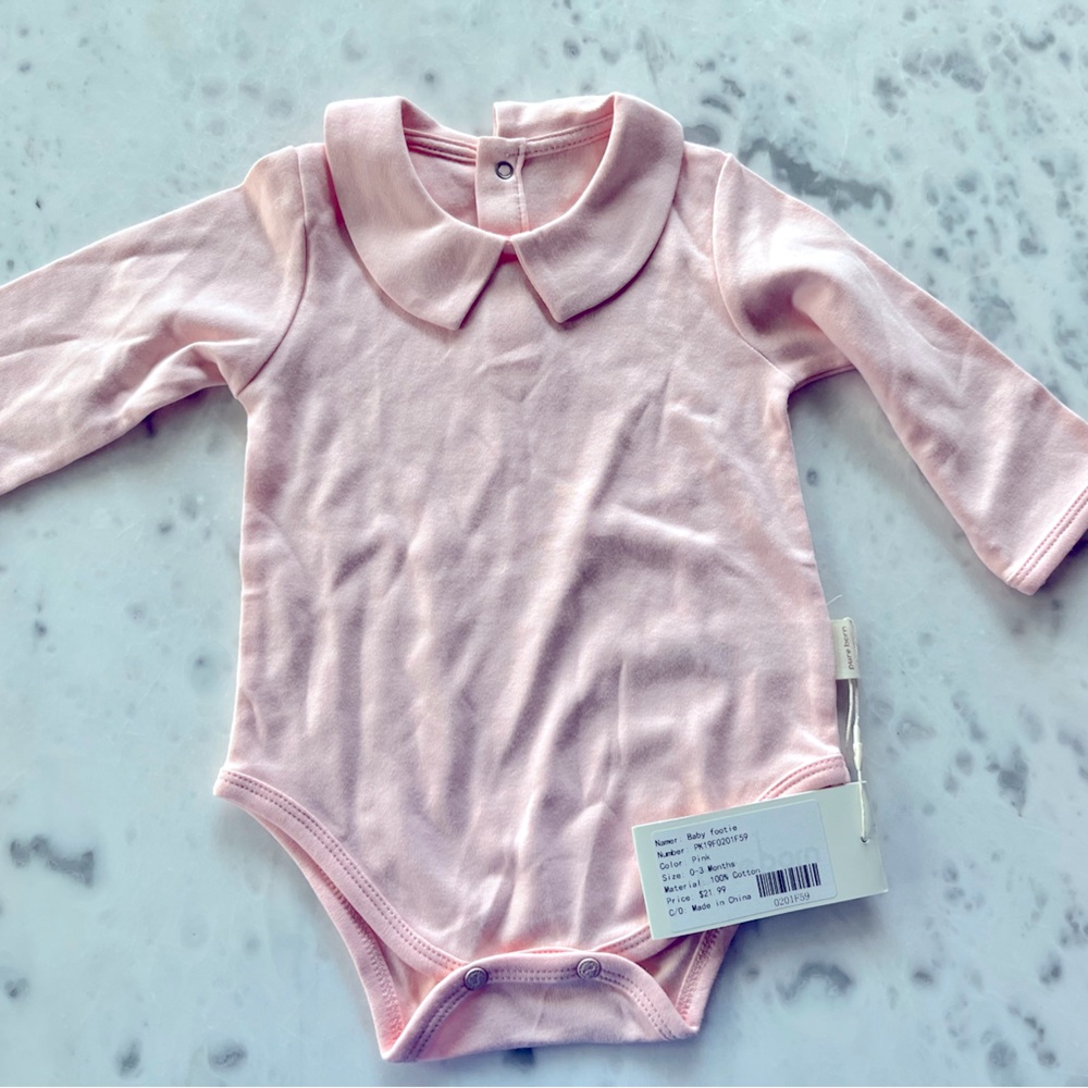 Pink Peter Pan collar onesie